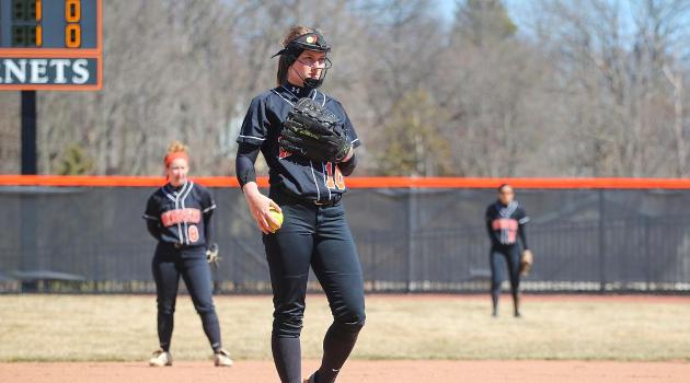 Taylor Clements playing softball.