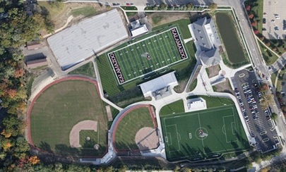 Aerial view of the Kalamazoo College Athletic Fields complex.