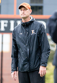 Bryan Goyings coaching soccer at Kalamazoo College.