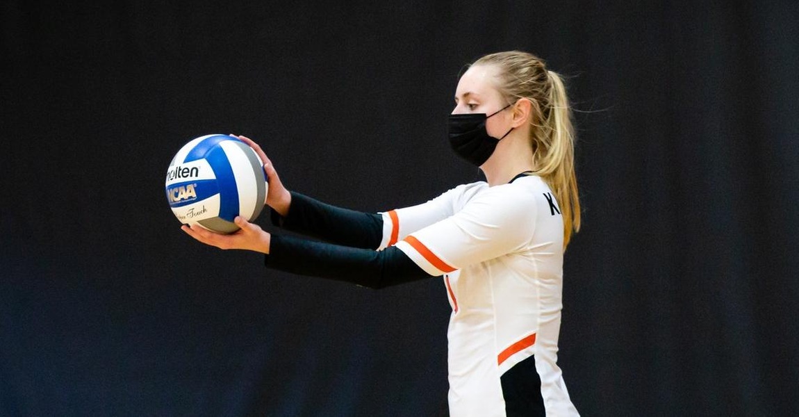 Ashley Rill playing volleyball.